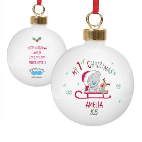 Personalised My 1st Christmas Tiny Tatty Teddy Sleigh Bauble £11.99